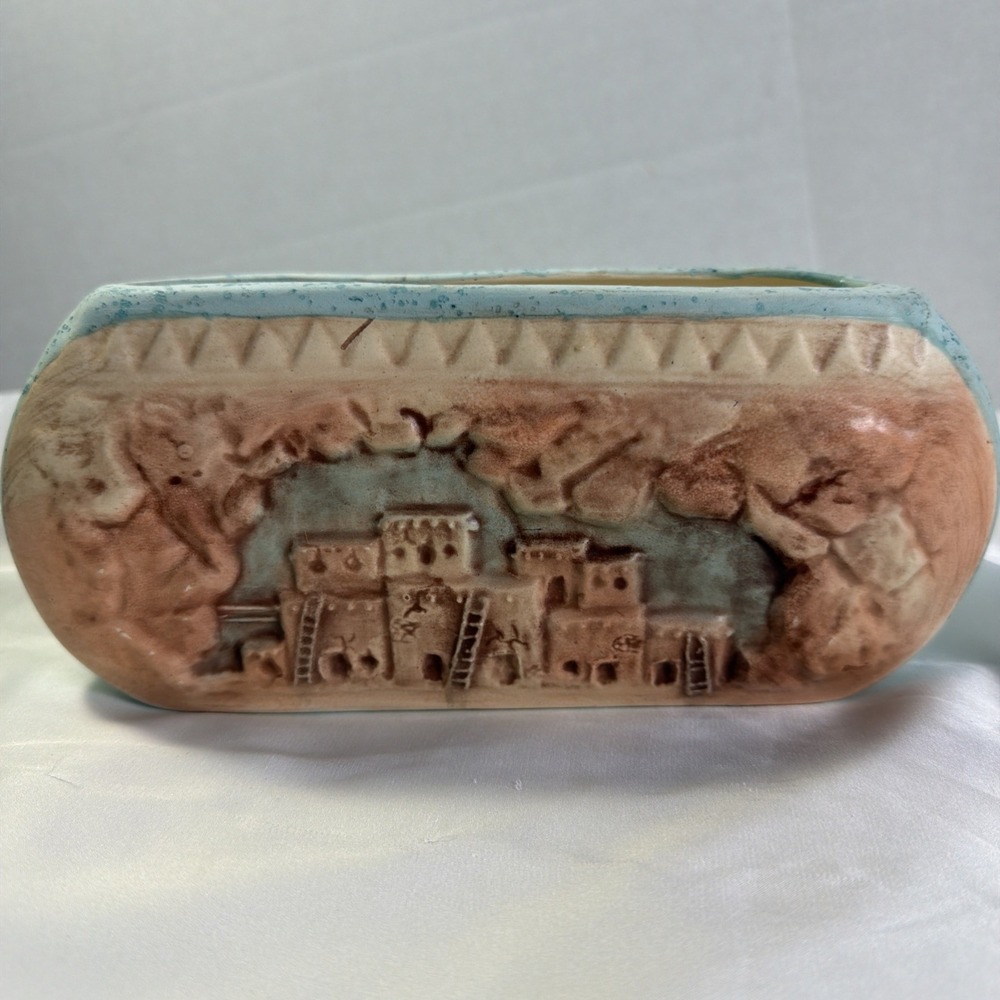 VTG Mid Centuryโ Pottery Rectangle Pink Stones Trough Planter Southwestern